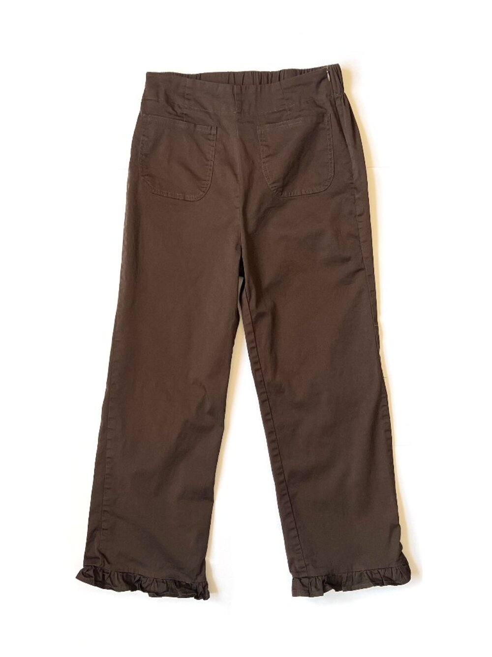 Brown Ruffled Trousers, side zip, fits like xs 0
